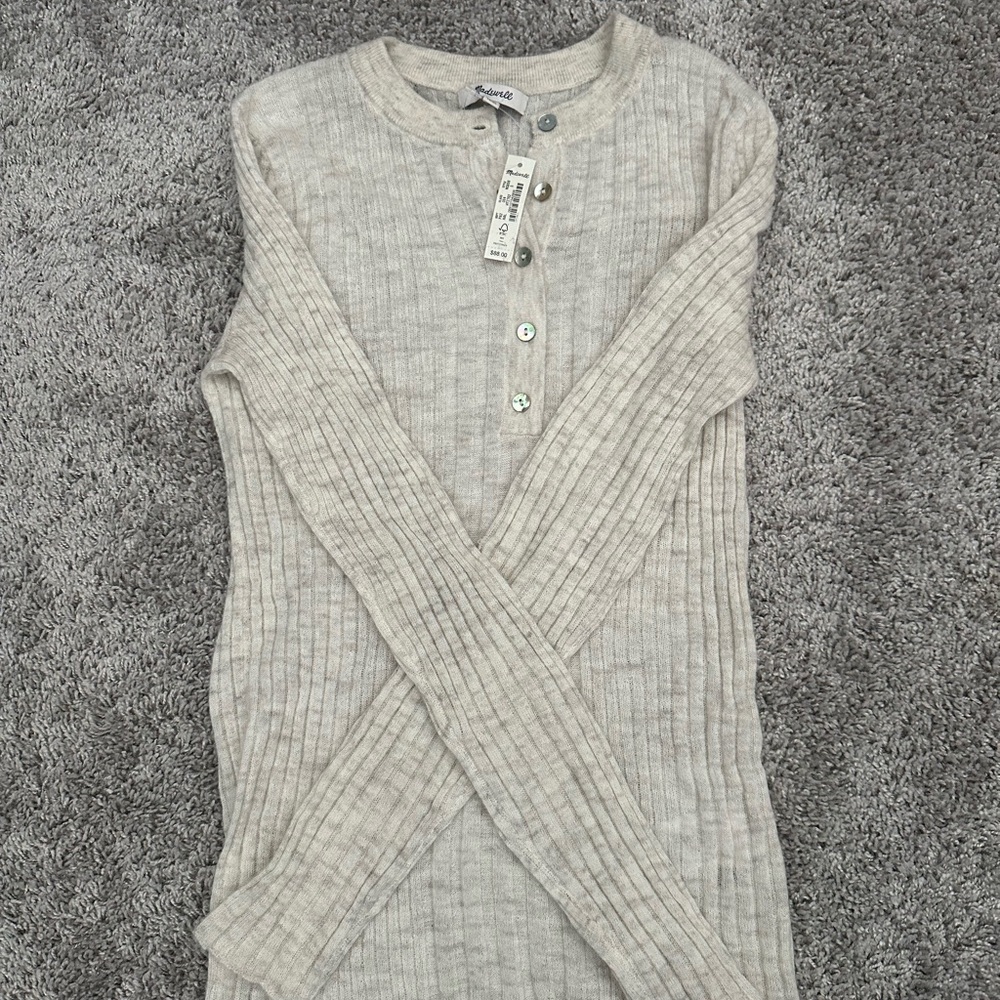 Madewell Light Gray/Beige Ribbed Sweater - Sz Sm